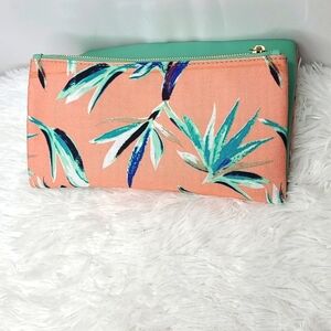 Rachel Pally foldover floral clutch wallet teal